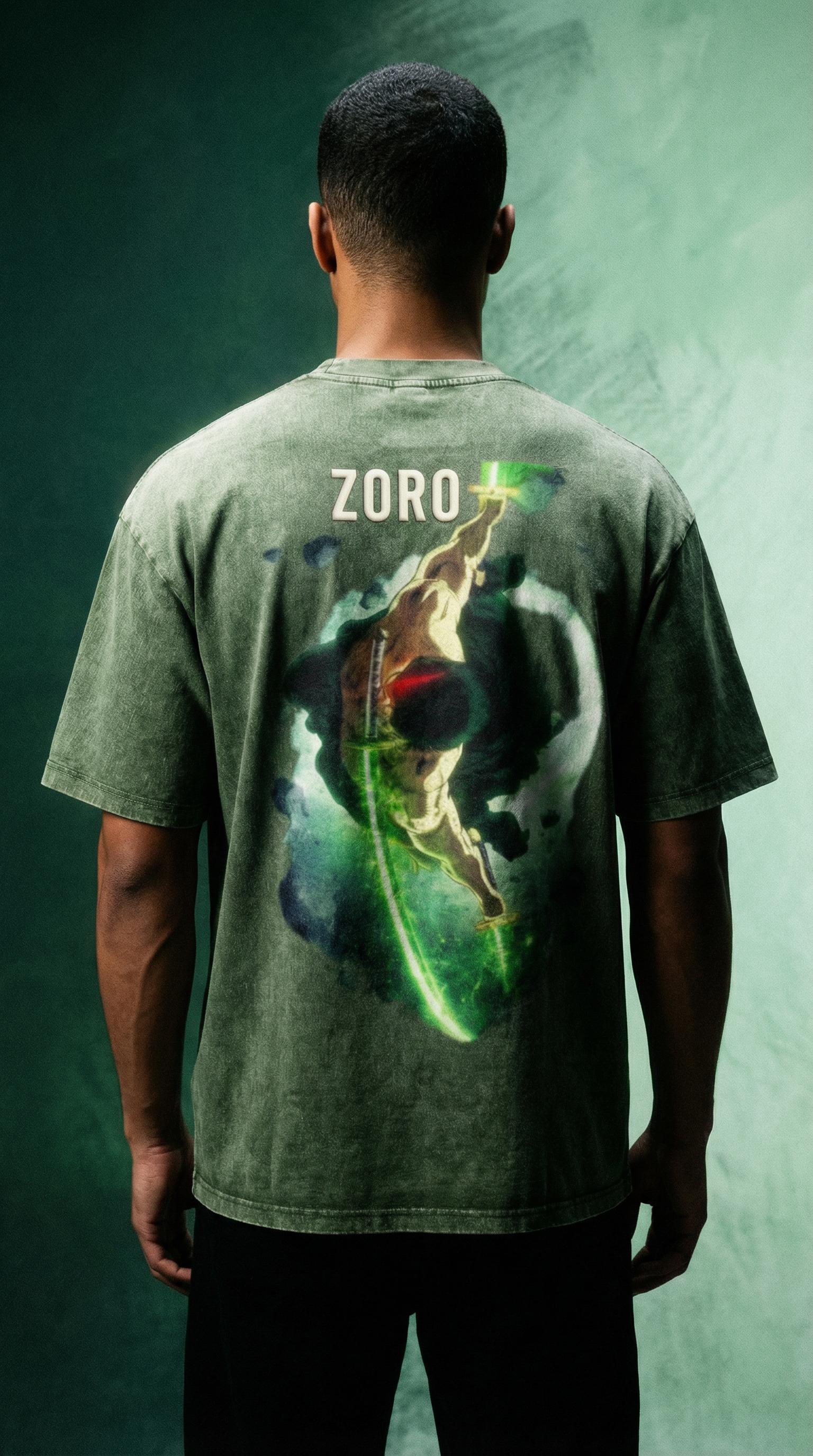 Zoro Snow Wash Heavyweight Oversized T-Shirt - 285 GSM – Senpai Drip