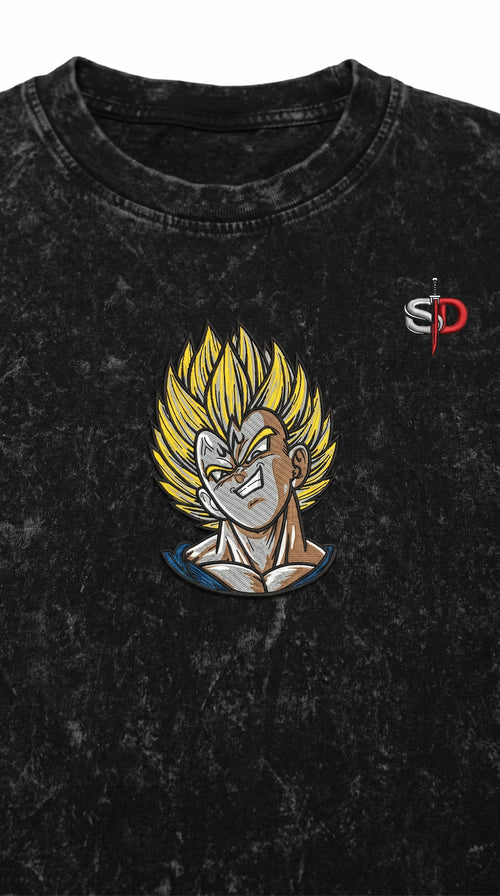 Majin Vegeta Snow Wash Heavyweight Oversized T-Shirt - 260 GSM Senpai Drip