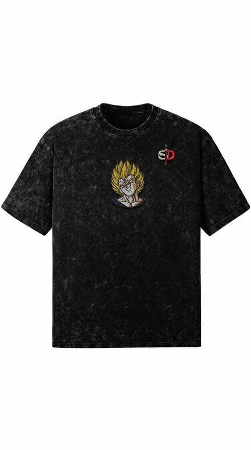 Majin Vegeta Snow Wash Heavyweight Oversized T-Shirt - 260 GSM Senpai Drip