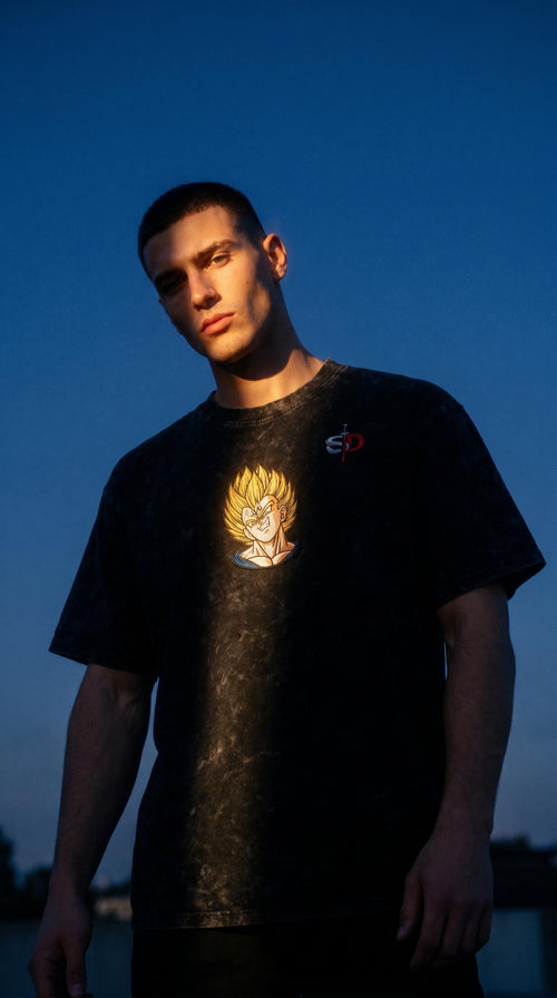 Majin Vegeta Snow Wash Heavyweight Oversized T-Shirt - 260 GSM Senpai Drip