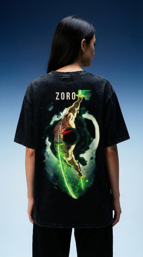 Zoro Snow Wash Heavyweight Oversized T-Shirt - 260 GSM Senpai Drip
