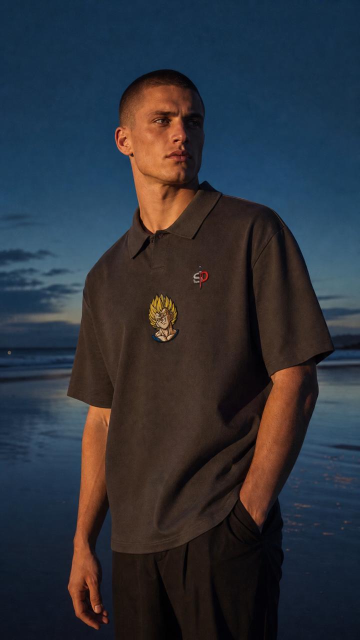 Majin Vegeta Premium Oversized Polo Shirt - 240 GSM Senpai Drip