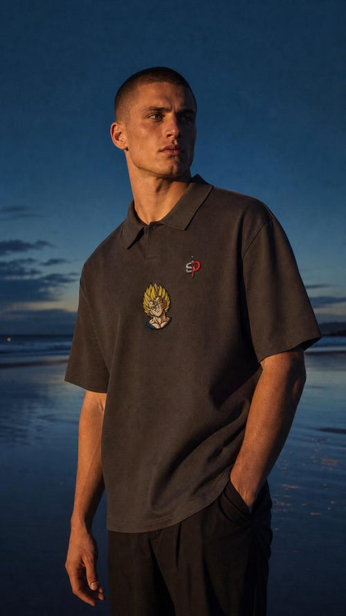 Majin Vegeta Premium Oversized Polo Shirt - 240 GSM Senpai Drip