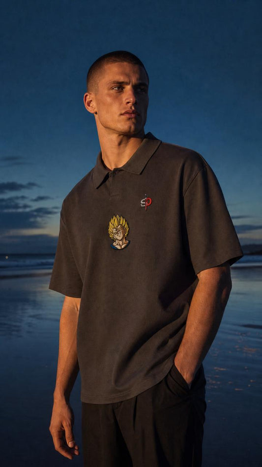 Majin Vegeta Premium Oversized Polo Shirt - 240 GSM Senpai Drip