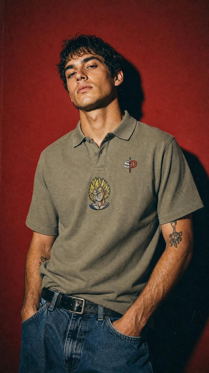 Majin Vegeta Premium Oversized Polo Shirt - 240 GSM Senpai Drip