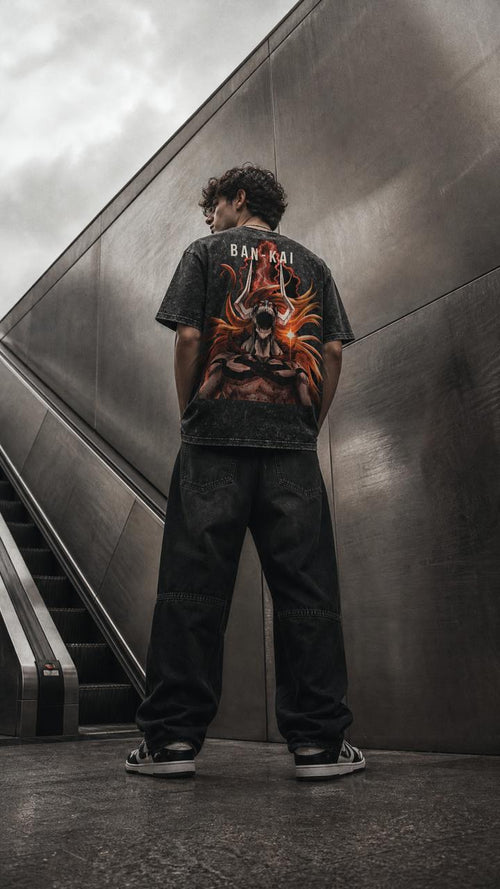 Ichigo Embroidery Snow Wash Heavyweight Oversized T-Shirt - 260 GSM Senpai Drip