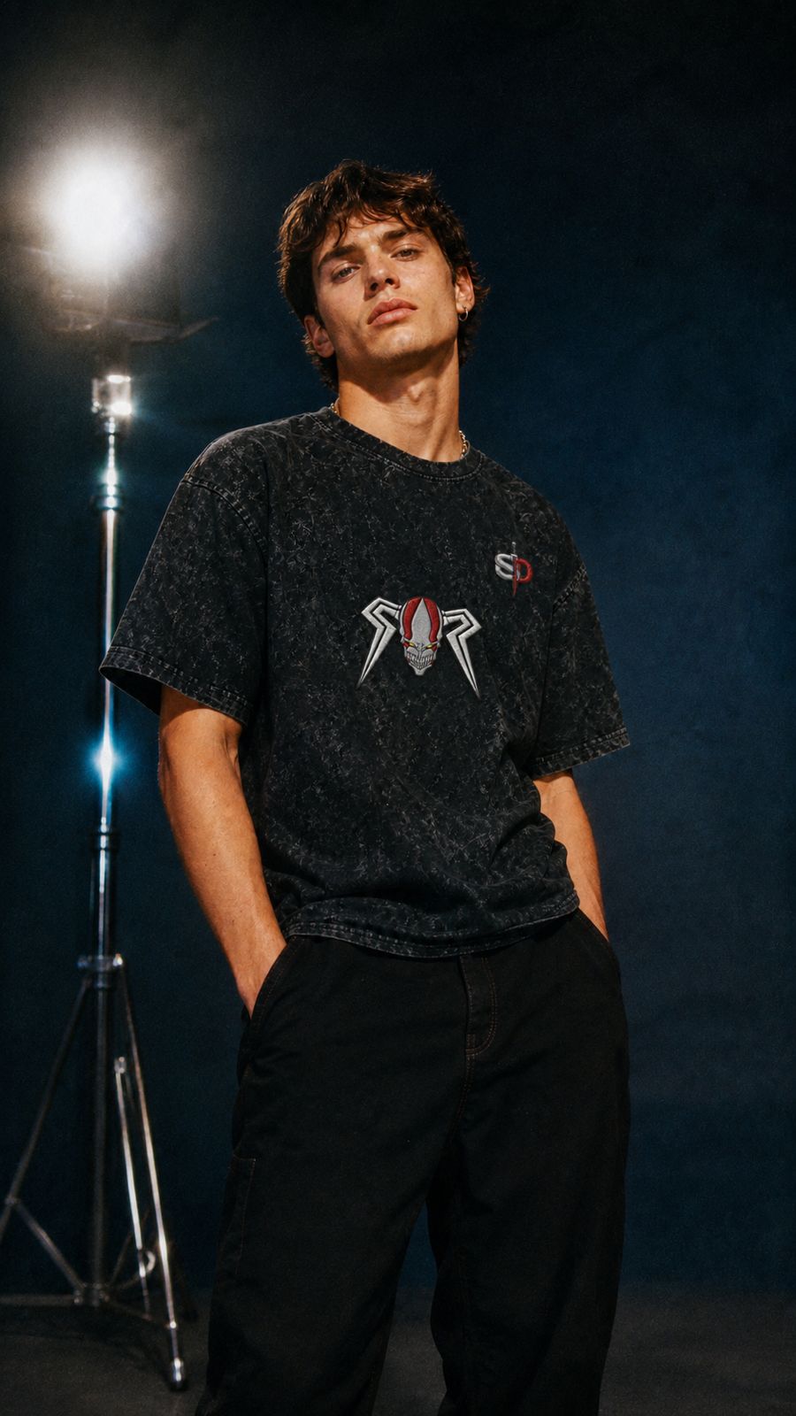 Ichigo Embroidery Snow Wash Heavyweight Oversized T-Shirt - 260 GSM Senpai Drip
