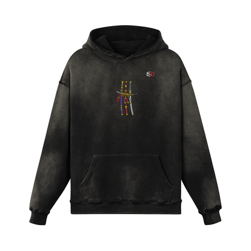 Zoro Sun Faded Heavyweight Oversized Hoodie - 400 GSM - Senpai Drip