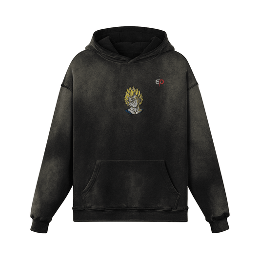 Majin Vegeta Sun Faded Heavyweight Oversized Hoodie - 400 GSM - Senpai Drip