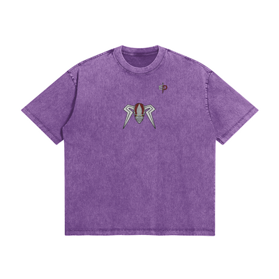 Ichigo Embroidery Vintage Wash Oversized Glow T-Shirt - 285 GSM